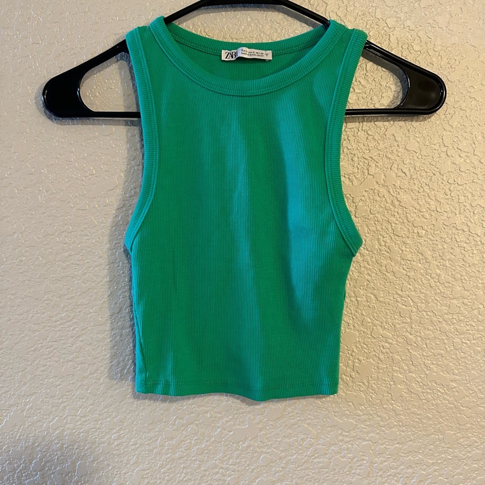 Green Ribbed Tank Top - Picture 2 of 3